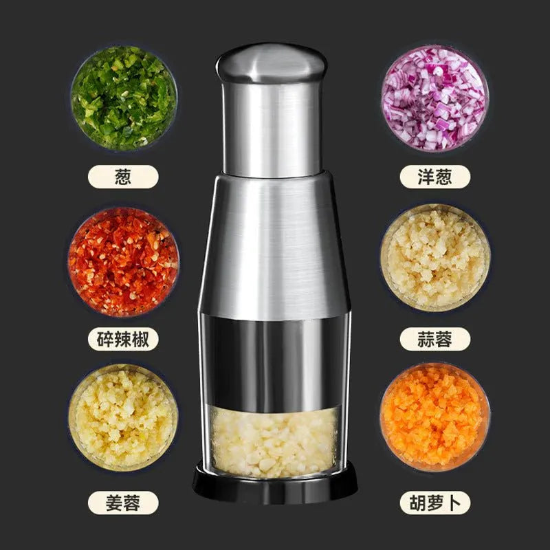 Stainless Steel Garlic Crusher & Vegetable Chopper