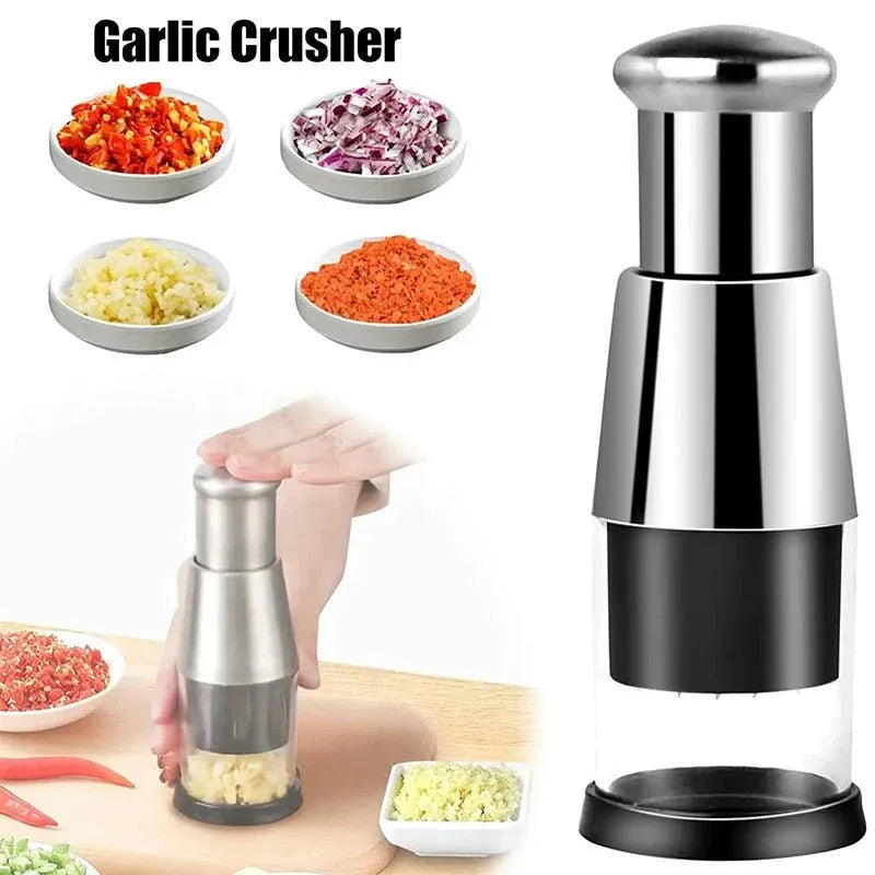 Stainless Steel Garlic Crusher & Vegetable Chopper